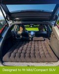 SUV Air Mattress, Inflatable SUV Mattress Bottle and Phone Holder Thickened Flocking & PVC Surface Car Air Mattress with Electric Air Pump Travel Mattress for Car Camping Road Trip (Black)