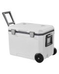 VEVOR Portable Cooler, 45 QT Wheeled Camping Cooler with Ice Retention, Heavy-Duty Handles and Cup Holder, Lightweight Rigid Material Insulated Portable Design, for Family Picnics and Long Trips