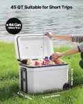 VEVOR Portable Cooler, 45 QT Wheeled Camping Cooler with Ice Retention, Heavy-Duty Handles and Cup Holder, Lightweight Rigid Material Insulated Portable Design, for Family Picnics and Long Trips