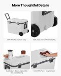 VEVOR Portable Cooler, 45 QT Wheeled Camping Cooler with Ice Retention, Heavy-Duty Handles and Cup Holder, Lightweight Rigid Material Insulated Portable Design, for Family Picnics and Long Trips
