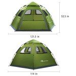 Moon Lence Instant Pop Up Family Camping Tent - 4-5 Person Portable Automatic Tent - Waterproof Windproof for Camping, Hiking, Mountaineering