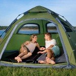 Moon Lence Instant Pop Up Family Camping Tent - 4-5 Person Portable Automatic Tent - Waterproof Windproof for Camping, Hiking, Mountaineering