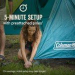 Coleman Skydome Tent with Full-Fly Weather Vestibule, Weatherproof 4/6 Person Tent Sets Up in 5 Minutes & Protects from Water, 20% More Headroom Than Traditional Shelters
