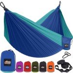 GORILLA GRIP Durable Portable Camping Hammock, Holds 500lbs with Heavy Duty Tree Straps, Comfortable Travel Swing, Camp Hammocks, Easy to Use and Install, Outdoor Essentials, Blue, 10x6.5 FT