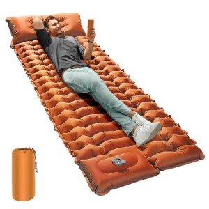 OGERY Sleeping Pad, 4" Extra-Thick Camping Sleeping Pad with Pillow and Built-in Foot Pump, Self Inflating Air Mattress Mat for Camping Backpacking Hiking Traveling Tent