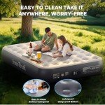 InnoTruth Queen Camping Air Mattress with Built-in Pump, 13" Raised Comfort, Ideal for Travel, Camping, Outdoor, Summer Camp, Durable Inflatable Bed for Home & Guests, Gray