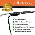 MalloMe XL Hammock Straps for Trees - Hammock Tree Straps Set 2000+ LBS Heavy Duty 40 Loops & 100% No Stretch Suspension System Kit - Camping Hammocks Accessories | 2 Carabiners | 12 Feet Black