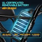 DRIFT.SLIDE 1500W Peak Power Electric Bike for Adults, 28 MPH Electric Moped Style Bike, 48V 20.8 Ah UL 2849 Removable Battery, 7 Speed 20" All Terrain Fat Tire Ebike (J1)