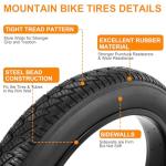 RUHUO 2-Pack 20x4.0 Fat Bike Tire, 20 Inch Mountain Bike Tires & Tubes Set, Folding Replacement Bicycle Tires with Tire Levers for Off-Road Bike, Ebike (Black)