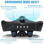 CDYWD Oversized Bike Seat for Men & Women Comfort, Extra Wide Bicycle Seat Cushion, Comfortable Soft Padded, Large Replacement Saddle for Peloton, Stationary Exercise Bike, Cruiser, City Bike, Ebike