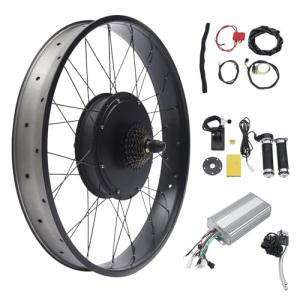 26" Electric Bike Conversion Kit, 48V 1500W Rear Wheel Electric Bicycle Motor Kit w/LCD Display, E-Bike Hub Motor Conversion Kit, Electric Fat Tire Ebikes Conversion Kit for 26-Inch Snow Bikes