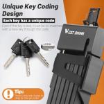 ICOCOPRO Folding Bike Lock with 3 Keys, 2.8 FT Bicycle Lock Compact Bike Locks Anti Theft, High Security Scooter Bike Lock Combination, Heavy Duty Bike Chian Lock with Bracket (Black-2)