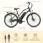 Jasion CB1 Electric Bike for Adults, 1000W Motor Peak Ebike, 450Wh Removeable Battery, 26'' City Cruiser Bicycle, 22 MPH Commuter Women Ebike, 7-Speed Gear
