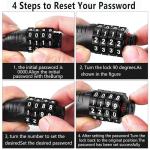 E Scooter Lock,Bike Lock Combination Lock Cable Compatible for Xiaomi M365/Max/GXL/Ninebot/Segway/Moto/Bicycle Locks 4ft Long/0.472In Scooter Anti-Theft Ideal 4-Digit/12 Metal Cables Locks