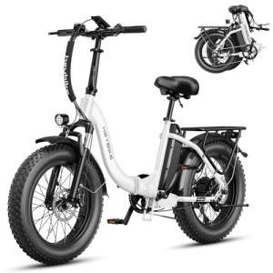 Heybike Ranger Electric Bike for Adults, Peak 1400W Upgraded Motor Ebike, 28MPH [20" Fat Tire All-Terrain] 600Wh Removable Battery Folding Step-Thru E Bike with Front Suspension