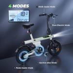 isinwheel U1 Electric Bike for Adults 750W Peak Motor, 20 mph Folding Ebike, 14" Adults Electric Bicycles with Smart Uphill, 280.8Wh Battery, 25 Miles PAS Range, Mini E Bikes for Adult and Teens