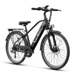 Jasion Roamer Electric Bike for Adults 1200W Peak Motor 528WH Removable Battery,up to 60miles 28MPH City Cruiser Ebike,26'' Commuter E Bike, 7-Speed Gears and Front Suspension Bicycles,Black