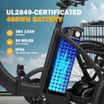 Qlife Triker Electric Bike, Peak 750W Brushless Motor Folding Trike Ebike, 468Wh Removable Battery, Step-Thru 3 Wheel Electric Bicycle, Up to 50 Miles, 20 Tire Tricycle for Adults Black