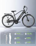 Jasion Roamer Electric Bike for Adults 1200W Peak Motor 528WH Removable Battery,up to 60miles 28MPH City Cruiser Ebike,26'' Commuter E Bike, 7-Speed Gears and Front Suspension Bicycles,Black