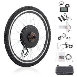 Ktaxon Electric Bike Conversion Kit, 48V 1000W Ebike Conversion Kit, 26" E-Bike Conversion Kits with PAS, LCD Display, Aluminum Alloy Frame and Gearless Hub Motor(Rear Wheel w/Flywheel)