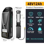 VATOSO 48V Lithium Ebike Battery, 12Ah/16Ah/20Ah, w/ 30A BMS, for Electric Bicycles & E-Motorcycles(100W-1500W), Includes 2A Charger XT60 Connector (48V12AH (with Charger))