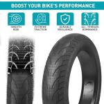 BALINGE E Bike Fat tire 20 x 4 2 Pack Heavy Duty High-Performance Wear-Resistant E-Bike Mountain Snow Bike Tire ，Fat Bike Tires，20x4.0 Fat tire，Black，2 Tires 2 Tubes 2 levers