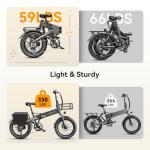 Electric Bike for Adults with Peak 1000W Motor up to 25Mph EBS Ebike, Built-in 48V Removable Battery up to 55 Max Miles Folding Ebike, Aluminum 20'' Fat Tire Electric Bicycle