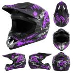 SPARK Youth Kids Dirt Bike Helmets - Lightweight & Vented, Full Face, 4Pcs Set with Gloves, Goggles & Mask for Ages 5-14 (Motocross ATV Off-Road) DOT Approved (Dino Purple, Small)