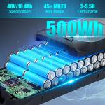 ANCHEER Electric Bike for Adults, 48V 500Wh EBike, UP to 60 Miles, Removable Battery, Fast-Charge, 26" Commuter Electric Bicycles, 7-Speed, LCD Digital Display, Suspension Fork, Cruise Control, UL2849