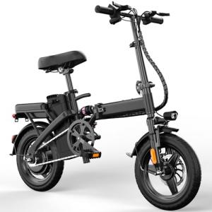 Folding Electric Bike for Adults and Teens, 14" Foldable E-Bike with 500W Motor, Commuter Mini Ebike with 48V Removable Battery UL 2849 Certified, Electric Bicycle with 25 Miles PAS Range (Black)
