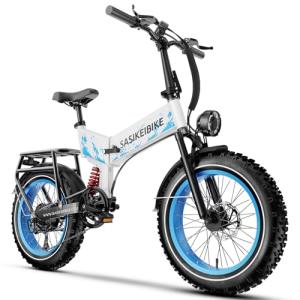 SASIKEIBIKE Fat Tire Electric Bike for Adults.Folding ebikes for Adults.1500W Folding ebike Full Suspension,52V 20AH Electric Dirt Bike