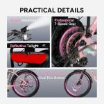 DDC SPORT Electric Bike for Adults, Peak 700W Motor 20MPH, 374.4WH Removable Battery 45Miles, 24'' Step Through City Cruiser Ebike for Women/Men/Teens, Commuter E-Bike, 7-Speed, Front Basket