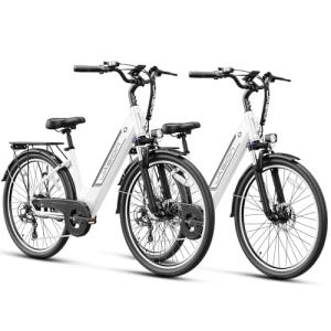 Jasion Roamer ST Electric Bike for Adults, 26'' Commuter Ebike, 62Miles & 28MPH Max Speed, 1200W Peak Motor Ebike, 528WH Removable Battery, 7-Speed Electric Bicycle, Front Suspension Women E Bike