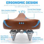 CDYWD Wide Bike Seat for Men Women Comfort, Large Soft Padded Bicycle Seat Cushion, Oversized Comfortable Replacement Saddle for Beach Cruiser, City Bike, MTB, Ebike, Scooter, Stationary Exercise Bike