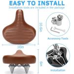 CDYWD Wide Bike Seat for Men Women Comfort, Large Soft Padded Bicycle Seat Cushion, Oversized Comfortable Replacement Saddle for Beach Cruiser, City Bike, MTB, Ebike, Scooter, Stationary Exercise Bike