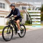 Hoverfly OUREA 26" Electric Bike for Adults, 750W Peak Motor Mountain Ebike, 20MPH Up to 40 Miles, UL2849 Certified, 7-Speed, Removable Battery, Shock Absorber, Fat Tire Commuter E-Bike
