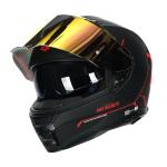 HAX Force Aerodynamic Full Face Helmet for Street & E-Bikes DOT & ECE Certified - Enhanced Dual Visor, Adult Size, Pinlock Ready Matte Black Red M