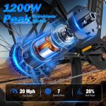 ZDZA ElectricBikeforAdults26'',1200WPeakMotor,65MilesMaxRangeEBikeforAdultswith7-Speed,48VRemovableBattery,FrontSuspension,AdultElectricBicycleforCommuteBeachSnow