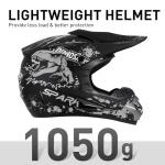 SPARK Youth Kids Dirt Bike Helmets - Lightweight & Vented, Full Face, 4Pcs Set with Gloves, Goggles & Mask for Ages 5-14 (Motocross ATV Off-Road) DOT Approved (Dino Grey, Medium)