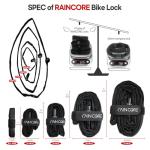 RAINCORE Light Weight Bike Cable Lock for Heavy Duti Anti Theft - 59inch (150cm) - 0.4lb (184g) - Bike Chain Lock with Chain Cutter Proof Fiber - Patented Korea - Security Cable (59 incehs)