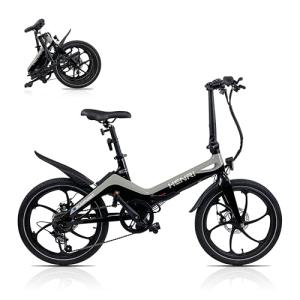 BLAUPUNKT Henri 20 Inch Folding Electric Bike, Pedal and Throttle Assist, Foldable Step-Through Frame, UL Certified eBike for Adults, Gray/Black