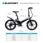 BLAUPUNKT Henri 20 Inch Folding Electric Bike, Pedal and Throttle Assist, Foldable Step-Through Frame, UL Certified eBike for Adults, Gray/Black