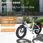 NARRAK Fat Tire Folding Electric Bike, 48V & 624Wh Lithium Removable Battery, Peak 1100W Brushless Motor, Max Speed 20Mph, M5 Large LCD Display, Suspension, Step-Over/Thru Frame (Step-Thru White)