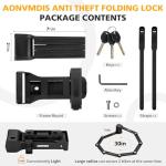 Aonvmdis Folding Bike Lock Bicycle Scooter Folding Locks with 3Keys Heavy Duty Bike Lock with Easy Mounting Bracket Alloy Steel Foldable Lock