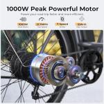 Funhang Electric Bike for Adults, 1000W Peak Ebike, 21.7MPH 50Miles City Cruiser Ebikes, 26" Step Thru Electric Bicycle with 48V Removable Battery, Adjustable Stem, Rear Rack,7 Speed, UL2849 Certified