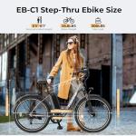 Funhang Electric Bike for Adults, 1000W Peak Ebike, 21.7MPH 50Miles City Cruiser Ebikes, 26" Step Thru Electric Bicycle with 48V Removable Battery, Adjustable Stem, Rear Rack,7 Speed, UL2849 Certified