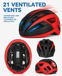FUNWICT Adult Bike Helmet with Visor and Goggles for Men Women Mountain Road Bicycle Helmet Rechargeable Rear Light Cycling Helmet (M: 54-58 cm (21.3-22.8 inches), Black Red)