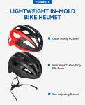 FUNWICT Adult Bike Helmet with Visor and Goggles for Men Women Mountain Road Bicycle Helmet Rechargeable Rear Light Cycling Helmet (M: 54-58 cm (21.3-22.8 inches), Black Red)