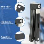 Folding Bike Lock - Award Winning Patented Lightweight High Security Bicycle Lock - Heavy Duty Anti Theft Smart Secure Guard with Key and Case for Bikes or Scooter