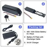 Airuxuan HL 48V Ebike Battery 15Ah 48V Lithium Battery with 2A Charger, XT60 Connector and BMS for 250-1000W Electric Bicycles Motor/Ebike Kit